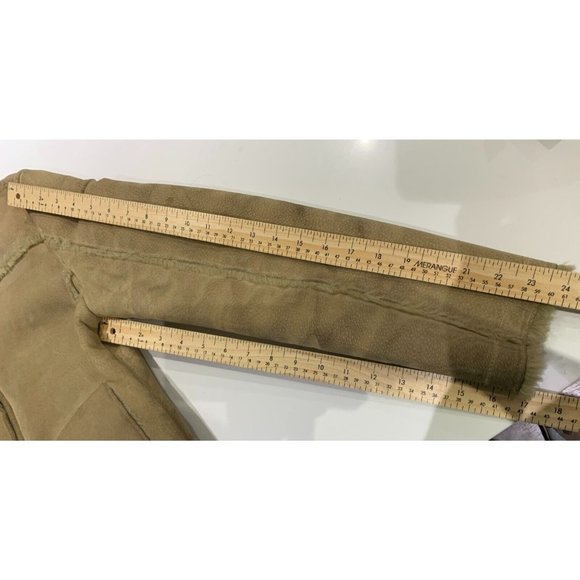 Women's Large ALDO Suede Leather Sherpa Lined Coat/Jacket Beige/Tane - Picture 12 of 12
